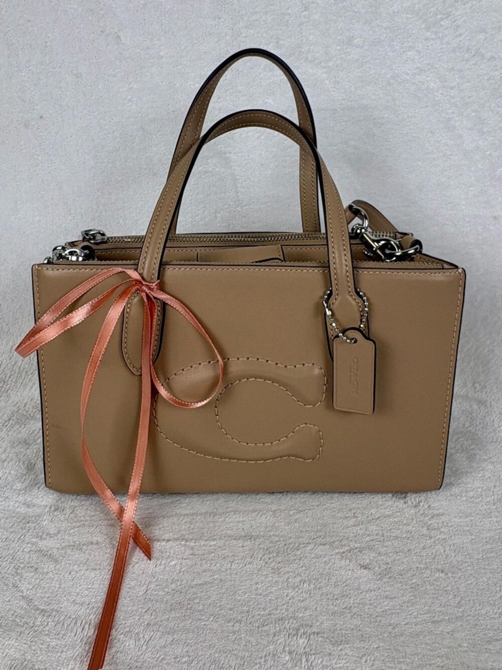 Coach Nina Small Tote in Smooth Leather in Taupe